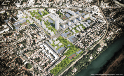 L'image est un plan en 3D du futur quartier d'Orgemont