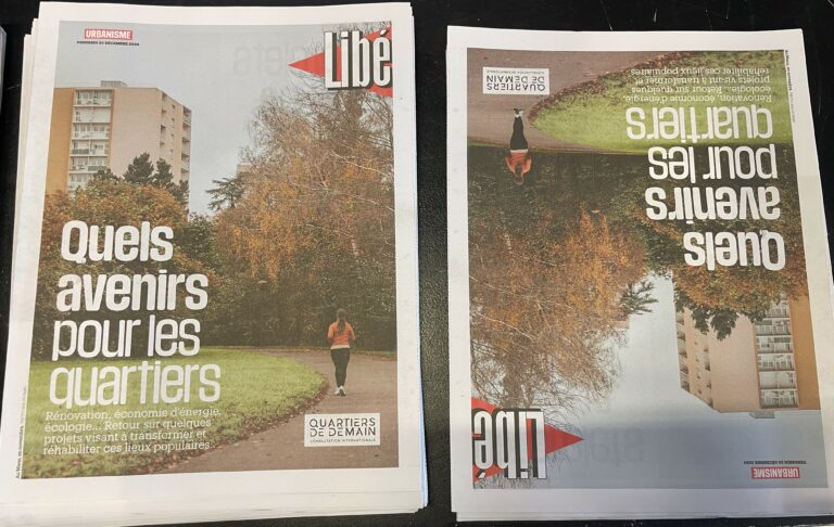 L'image montre deux unes du journal Libération, avec en titre "quel avenirs pour les quartiers"